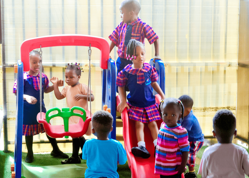Safe playground with modern equipment